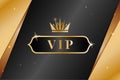 Vip crown. Luxury premium gold background, label frame. Black and golden award banner, royal badge. premium imperial