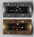 VIP elegant invitation cards with gold and silver design elements.