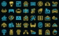 Vip event icons set outline vector. Member club vector neon Royalty Free Stock Photo