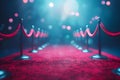 VIP event with red carpet and rope barrier for exclusive access. Concept VIP Event, Red Carpet, Royalty Free Stock Photo