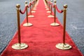 VIP Experience: Red Carpet with Golden Barriers and Ropes at Events. Concept Red Carpet Events, VIP Royalty Free Stock Photo