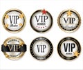 VIP gold and black labels and badges collection Royalty Free Stock Photo