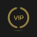 Vip golden laurel wreath vector label Royalty Free Stock Photo