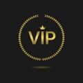 Vip golden laurel wreath vector label Royalty Free Stock Photo