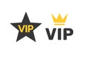 Vip icon flat exclusive important membership badge crown. Vip icon member club