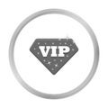 VIP icon in monochrome style isolated on white background. Label symbol stock vector illustration. Royalty Free Stock Photo