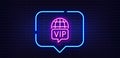 Vip internet line icon. Very important person wifi access sign. Neon light speech bubble. Vector
