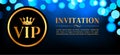 VIP invitation card with gold and bokeh glowing background. Premium luxury elegant design