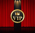 VIP invitation card with theatre curtains and lights on the background. Royalty Free Stock Photo