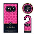 VIP invitation card, warning hanger and badge