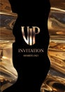 Vip invitation with golden metallic elements.