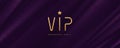 VIP invitation template with 3d golden letters. Realistic golden metal VIP sign on a deep violet background. Premium design banner Royalty Free Stock Photo