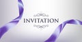 Purple invitation card with beautiful ribbons.