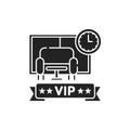 Vip lounge glyph black icon. Waiting room at the airport. Luxury service element. Sign for web page, mobile app, button, logo.
