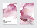 Vip luxury design. Marble watercolor splash, pink tender flow design. Gold glitter foil. Business template, greeting or