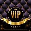 VIP. Luxury invitation coupon certificate with golden letters, exclusive and elegant logo membership in prestige club