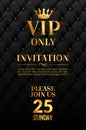 Vip luxury invitation event. Vintage leather exclusive invitation card design gold membership