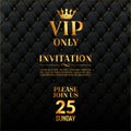 Vip luxury invitation event. Vintage leather exclusive invitation card design gold membership