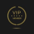 Vip member golden laurel wreath vector label Royalty Free Stock Photo