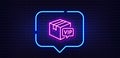 Vip parcel line icon. Very important person sign. Neon light speech bubble. Vector Royalty Free Stock Photo