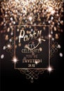 VIP party invitation card with defocuced lights on the background and vintage frame.