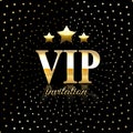 VIP party premium invitation card poster flyer. Black and golden design template. Quilted pattern decorative background with gold