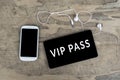 Vip Pass on digital tablet computer.