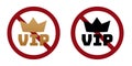 vip person ban prohibit icon. Not allowed vip