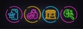 Vip phone, Market and Verified locker minimal line icons. For web application, printing. Neon laser 3d lights. Vector