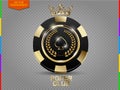 VIP poker black and golden chip vector (transparency in additional format only)