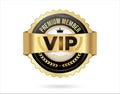 VIP premium membership golden badge on white background