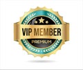 VIP premium membership golden badge on white background