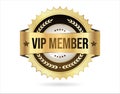 VIP premium membership golden badge on white background