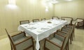 VIP room in restaurant with white tablecloth Royalty Free Stock Photo