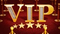 VIP room text and five stars on red carpet. 3D illustration Royalty Free Stock Photo