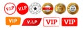 vip stamp speech bubble and seal badge labels ticker sign for exclusive premium membership Royalty Free Stock Photo