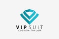 Vip Suit Custom Taylor Logo Design Vector Illustration