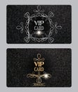 VIP textured cards with floral design elements Royalty Free Stock Photo