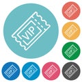 VIP ticket outline flat round icons