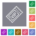 VIP ticket outline square flat icons