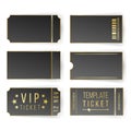 Vip Ticket Template Vector. Empty Black Tickets And Coupons Blank. Theater, Cinema Tickets Coupons. Isolated Royalty Free Stock Photo