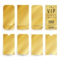 Vip Ticket Template Vector. Empty Golden Tickets And Coupons Blank. Isolated Illustration. Royalty Free Stock Photo