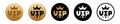 Vip user emblem. Premium membership golden tag.