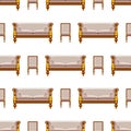VIP vintage interior furniture rich wealthy house chair room with sofa couch seat seamless pattern background vector Royalty Free Stock Photo