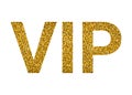 VIP word with golden texture. High prestige level, premium, luxury, ideal. Office for unique VIP persons. Vector