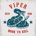 Viper snake illustration on grunge background. Design element for poster, card, t shirt, emblem.