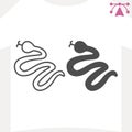 Viper snake, python line and solid icon, tattoo artwork concept. Vector graphics. Animal sign and editable stroke Royalty Free Stock Photo