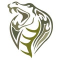 The viper snake silhouette muzzle is drawn in green on a white background with lines of different widths. Logo head animal cobra