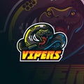 Vipers mascot logo design vector with modern illustration concept style for badge, emblem and tshirt printing. angry vipers Royalty Free Stock Photo