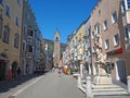 Vipiteno, Bolzano, Trentino Alto Adige. The pedestrian street of the village with the traditional Tyrolean houses Royalty Free Stock Photo